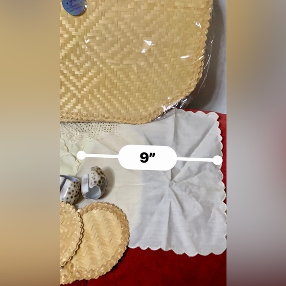 ♥️Juego de tapetes para mesa de 5,Echo a mano de palma natural y caracoles♥️#CAM - Picture 13 of 14